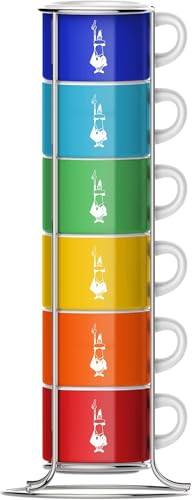 Bialetti Set di 6 Tazzine Impilabili in Porcellana (450 grammi)