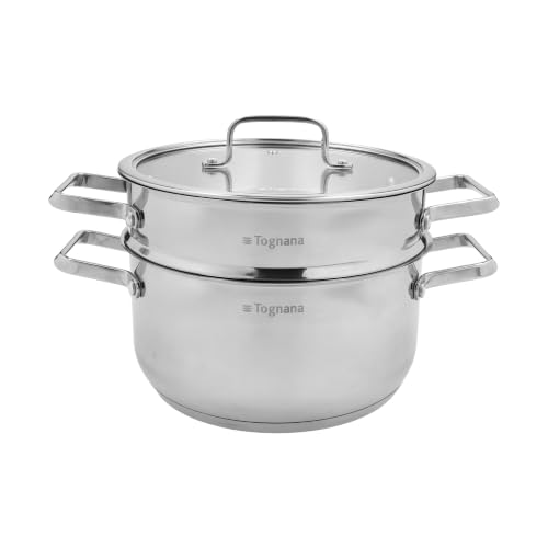 Tognana Iconiqa Set Vaporiera 3 Pezzi con Coperchio 22 cm in Acciaio Inox