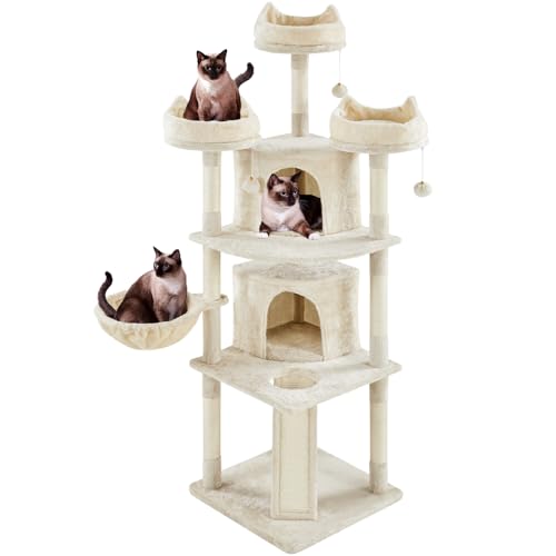 Yaheetech Albero Tiragraffi per Gatti 174 cm con Sisal Naturale