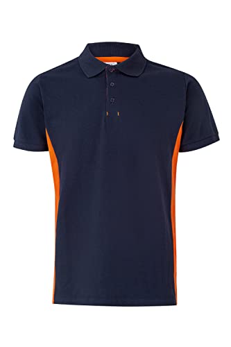 VELILLA Polo Bicolor Manica Corta Blu Navy Arancione