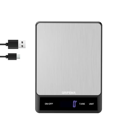 GRIFEMA GA2008-1 Bilancia da cucina ricaricabile in acciaio inox 5 kg