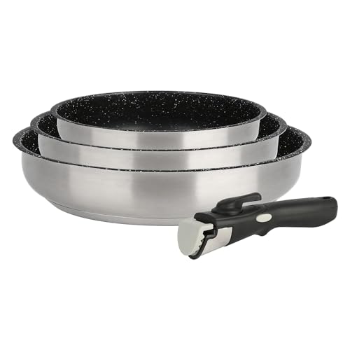 KAMBERG Set pentole 4 pezzi Acciaio inossidabile Rivestimento Pietra