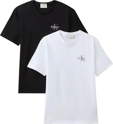 Calvin Klein Uomo T-Shirt Maniche Corte Confezione da 2 Classic Micro Monologo