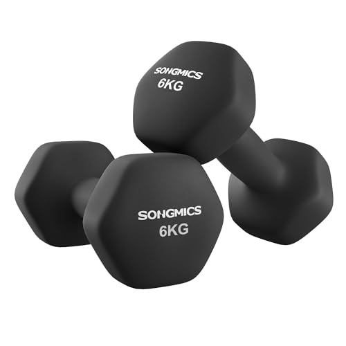 SONGMICS Set di 2 Manubri Esagonali 6 kg con Rivestimento in Neoprene