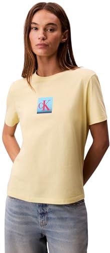 Calvin Klein Donna T-Shirt Maniche Corte Classic Boxed Monogram con Logo