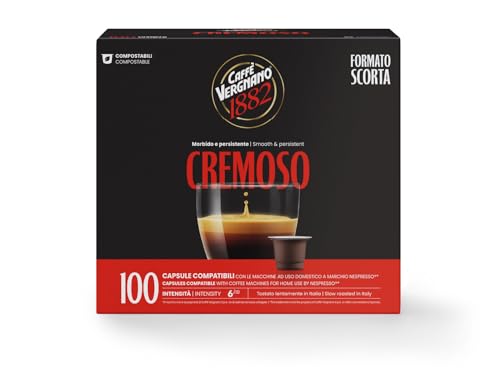 Caffè Vergnano 1882 Capsule Compostabili Compatibili Nespresso, 100 Capsule