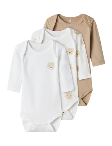 NAME IT Body Maniche Lunghe Orsetto 3 Pezzi, Oxford Tan, Taglia 92