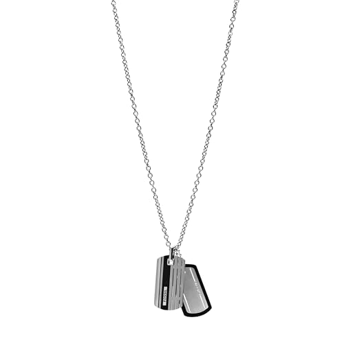 Fossil Collana da uomo in acciaio inossidabile Dog tag, Argento metallizzato