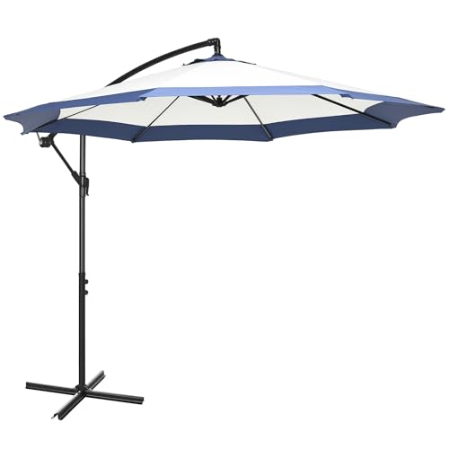 Outsunny Ombrellone Decentrato da Giardino Ø3x2 m con Base a Croce e Apertura a Manovella