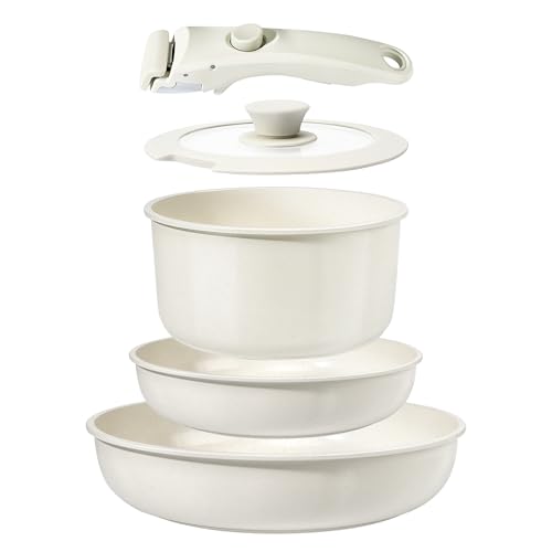 GiPP 5 Pezzi Set di Padelle Antiaderente Induzione Bianco