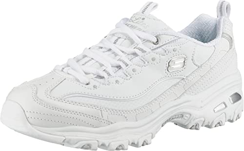 Skechers D'Lites - Fresh Start, Scarpe Donna, Black Black Leather Mesh Charcoal Trim Yellow Bbk