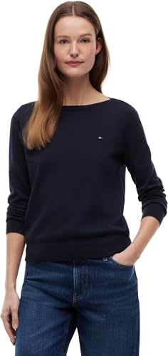 Tommy Hilfiger Donna Pullover Co Jersey Stitch Sweater Scollo a Barca, B