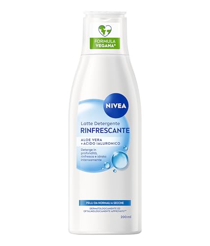NIVEA Latte Detergente Rinfrescante 200 ml con Aloe Vera e Acido Ialuronico