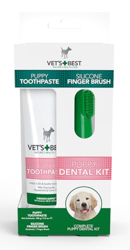 Vet's Best Dentifricio per Cuccioli con Spazzolino da Dito in Silicone, 100g