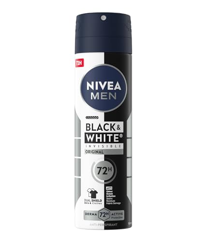NIVEA MEN Black & White Invisible Original Deodorante Spray Antitraspirante Uomo, 6 x 150 ml