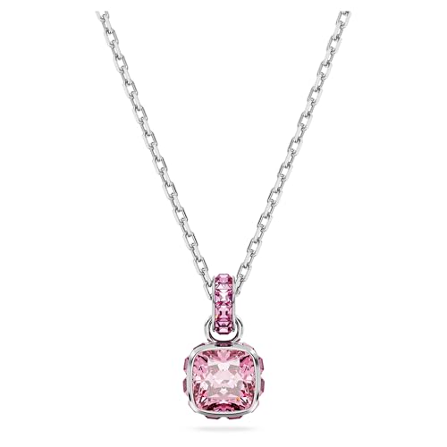 Swarovski Pendente Birthstone Ottobre Rosa Placcato Rodio