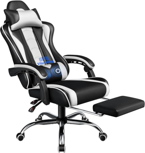 Yaheetech Sedia Gaming Ergonomica Massaggiante con Poggiapiedi