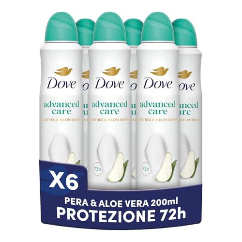 Dove Deodorante Spray Advanced Care Go Fresh Pera e Aloe Vera, 6 Pezzi da 200ml