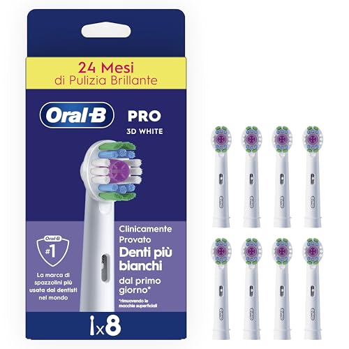 Oral-B Pro 3D White Testine Ricambio, 8 pezzi