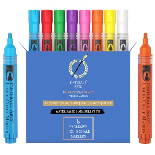 Pinturale Arts Pennarello Gesso Liquido Cancellabile, Set 8 Colori