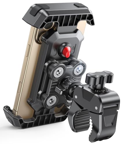 CIRYCASE Porta Cellulare Moto, 2026 Aggiorna Antivibrazione Porta Cellulare Bici Stabile, [360° Rotabile & Blocco Rapido] Manubrio Supporto Telefono Moto, Cavalletti per Bicicletta Telefoni 4.7-6.8''
