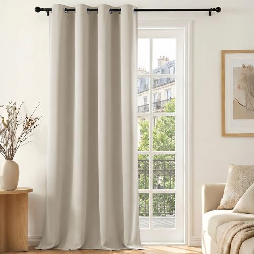 Deconovo Tenda Oscurante con Occhielli 140x260 cm, Avorio Sabbia