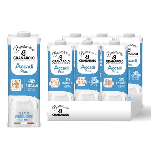 Granarolo Benessere Accadì Plus Latte Parzialmente Scremato UHT Senza Lattosio, 6x1L