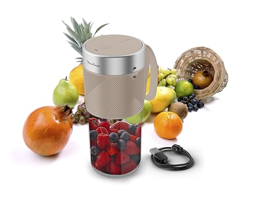 Moulinex Lightmix, Frullatore Portatile 300ml, Potente e Silenzioso, Bicchiere in Tritan Infrangibile, Lunga Autonomia e Auto Spegnimento, Colore