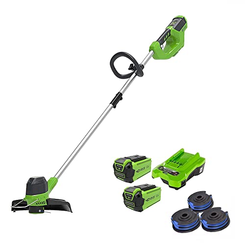 Greenworks 40V Tagliabordi a Batteria per Giardini Medi, 2x 2Ah + Caricabatterie, 3 Rocchetti