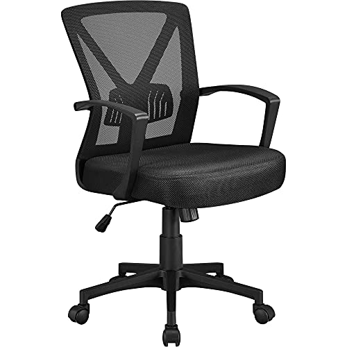Yaheetech Sedia da Ufficio Ergonomica Girevole con Supporto Lombare
