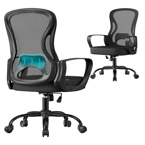SONGMICS Sedia Ufficio Ergonomica in Rete con Supporto Lombare