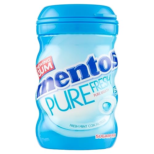 Mentos Pure Fresh, Chewing Gum, Gusto Menta, Senza Zucchero, Senza Glutine, Barattolo da 50 Gomme da Masticare