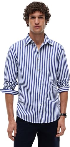 Tommy Hilfiger Uomo Camicia Flex Poplin Classic in Cotone