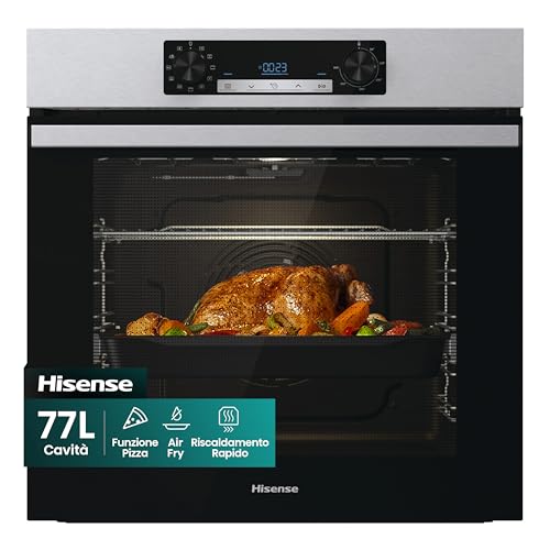 Hisense Forno da Incasso Multifunzione 77 L, Termoventilato, 11 Funzioni, Pizza 300°C