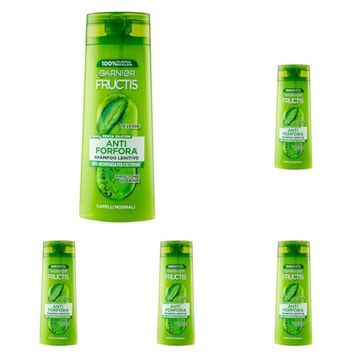 Garnier Fructis Shampoo Lenitivo Antiforfora Tè Verde 250 ml (Confezione da 5)