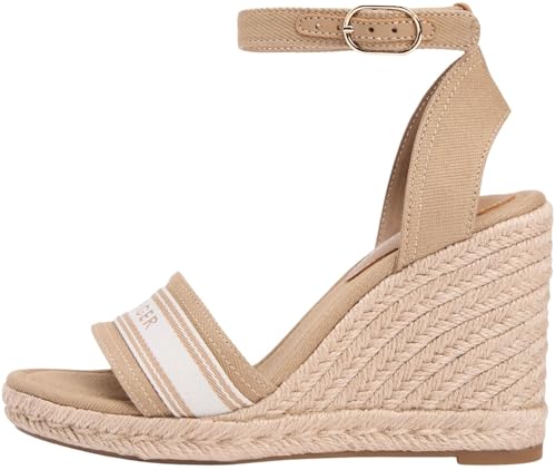 Tommy Hilfiger Sandali Wedge High Webbing Tela Safari Canvas