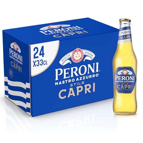 Peroni Nastro Azzurro Stile Capri Birra Lager, 24 Bottiglie da 33 cl