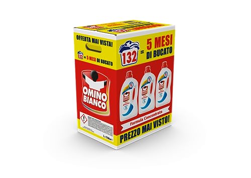Omino Bianco Detersivo Lavatrice Igienizzante Liquido, 132 Lavaggi, 1760 ml x 3