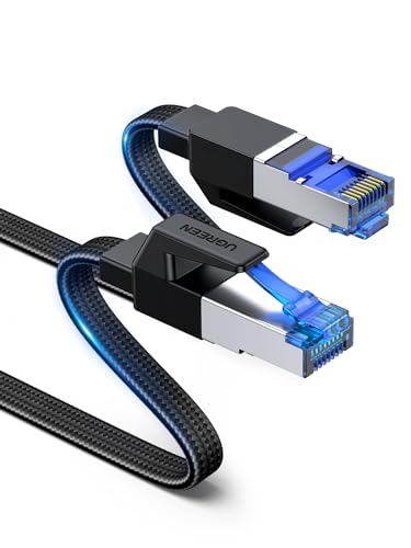 UGREEN Cat 8 Cavo Ethernet Rj45 40Gbps 2000MHz Cable Lan Internet Piatto Nylon ad Alta Velocità per Gaming PS5 PS4 Xbox X TV Box Router Server NAS