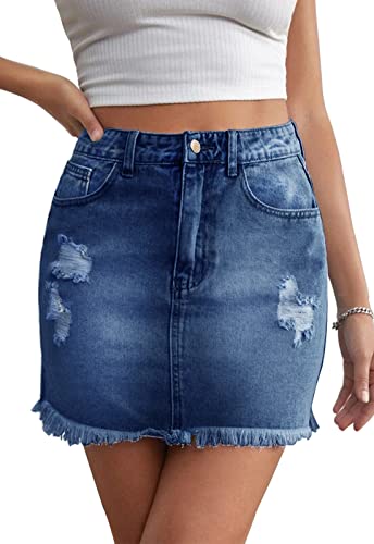 Alaster Queen Gonna in jeans, da donna, corta, in jeans, minigonna da donna, elasticizzata, con tasche