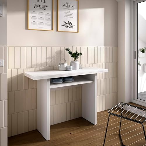 Dmora Rodella Tavolo allungabile, 110x33/66h75 cm, Bianco