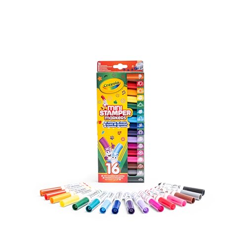Crayola Pip Squeaks Pennarelli Lavabili con Punta a Stampino, 16 Colori