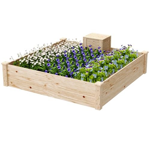 Outsunny Letto per Orto Rialzato 123x123 cm con Compostiera