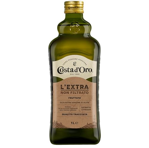 Costa d'Oro l'Integrale Olio Extra Vergine di Oliva Non Filtrato Naturale, 1000ml