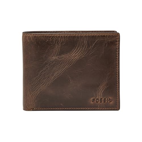 Fossil Derrick Portafoglio Uomo in Pelle Marrone Cioccolato