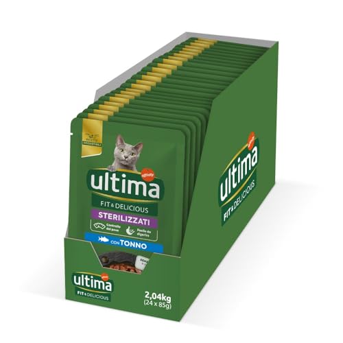 Ultima Cibo Umido per Gatti Adulti Fit & Delicious con Tonno, 24 Buste da 85g