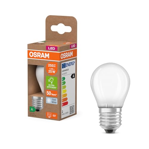 OSRAM Mini-sferica LED E27 1,2W 255lm Bianco Freddo, confezione da 6