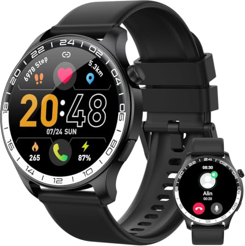 Smartwatch Uomo Donna, AMOLED Orologio Smartwatch con Chiamate e Whatsapp, Orologio Digitale con 100+Sport
