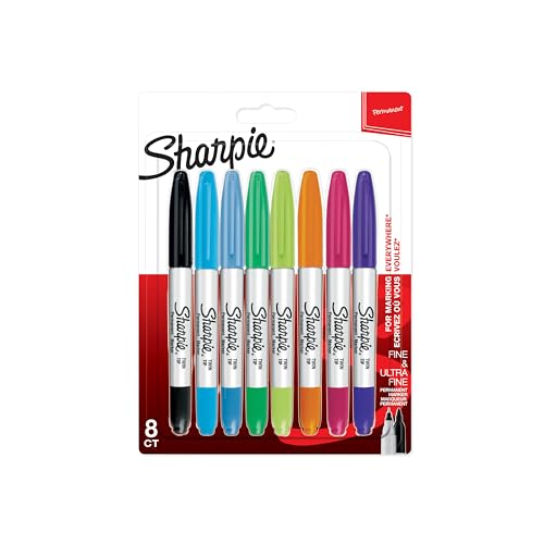 Sharpie Pennarelli Indelebili Doppia Punta Fine e Ultrafine, 8 Pezzi