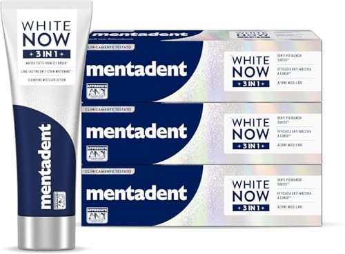 Mentadent WHITE NOW Dentifricio 3in1 Original 75ml, Cofanetto 3 Pezzi